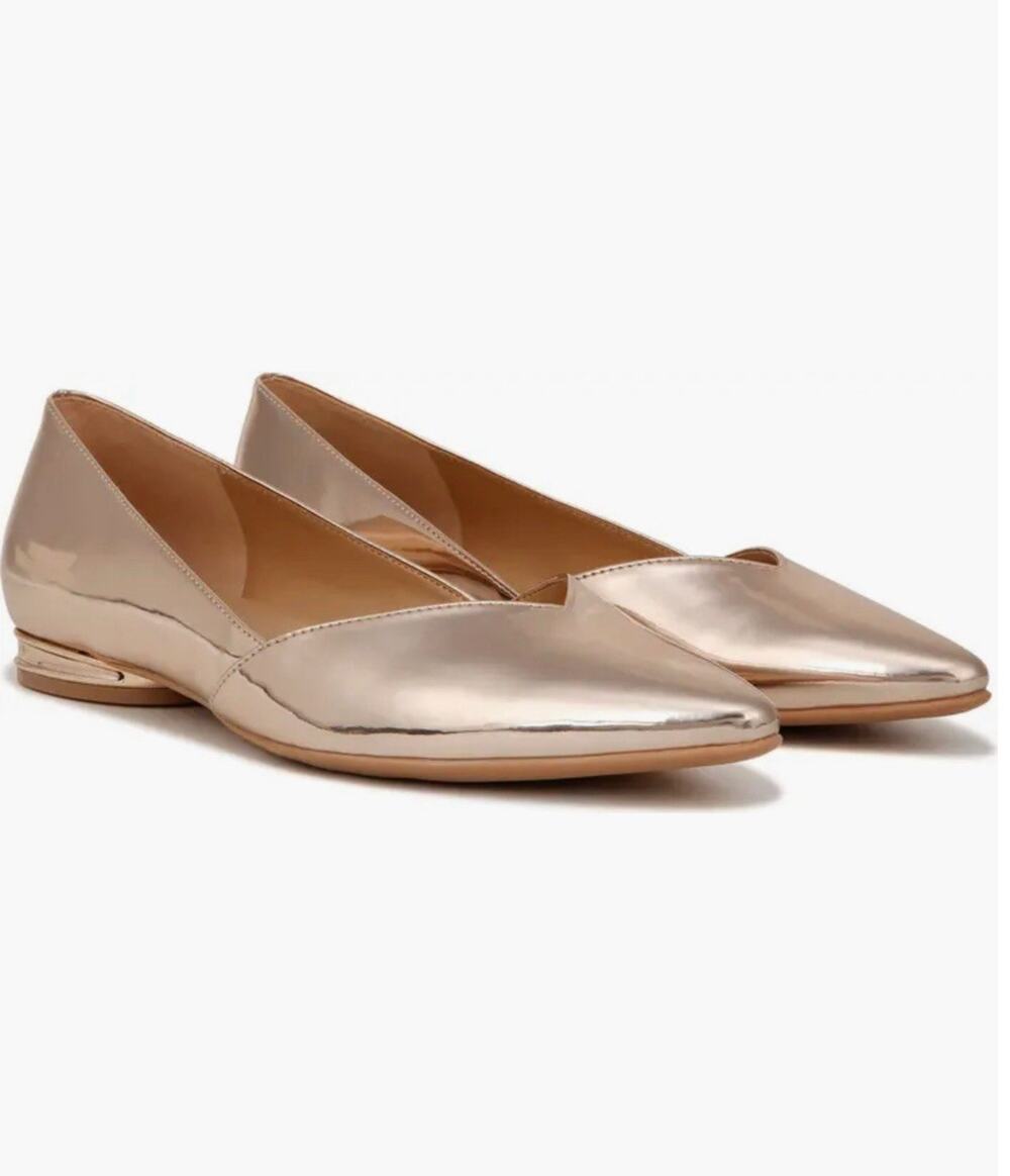 $124 MSRP Nordstrom Naturalizer Havana Rose Gold Women's Flats Career Sz 7W NEW
